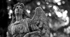 Black and white memorial angel
